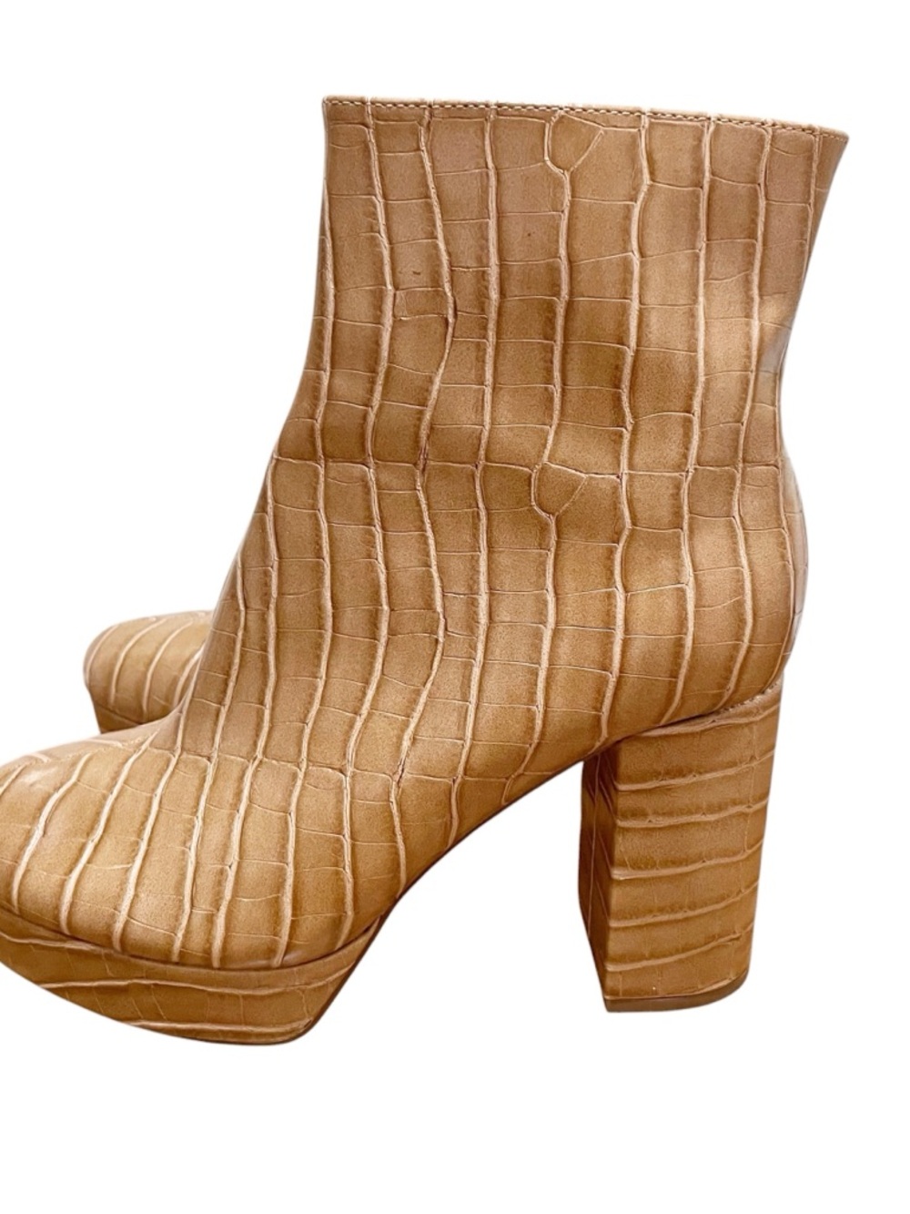 Lulu's Layne Sand Croc Platform Ankle Booties Tan Women’s Size 8.5 - Picture 2 of 10